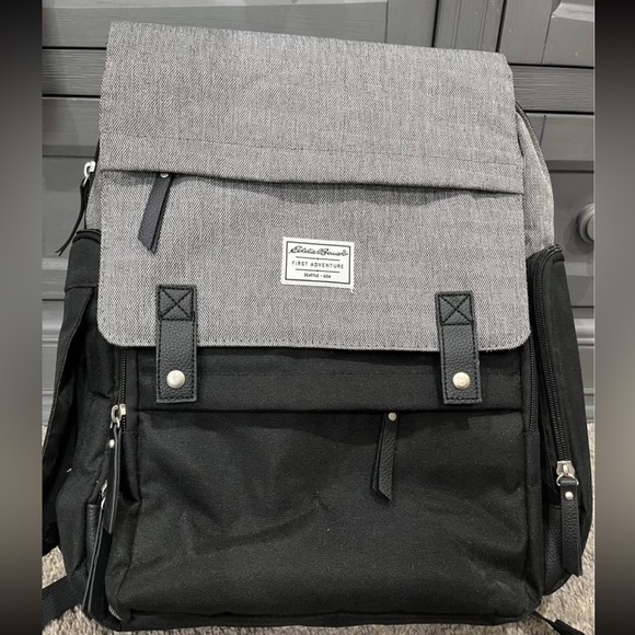 Eddie Bauer Charcoal and Black diaper bag - Picture 1 of 6